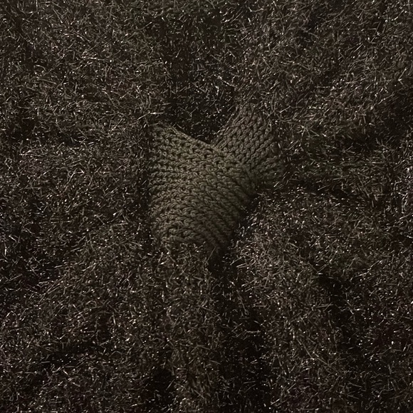 Custom Hand Knit Black Shawl/Scarf  w a Flowers Detail - Picture 2 of 7